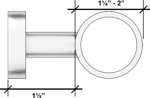 Round grab bar cross section clearance.