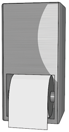 Standard two roll toilet paper dispenser.